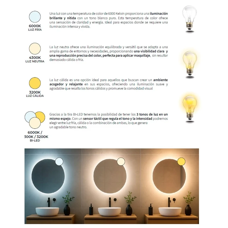 Espejo baño bluetooth Pine