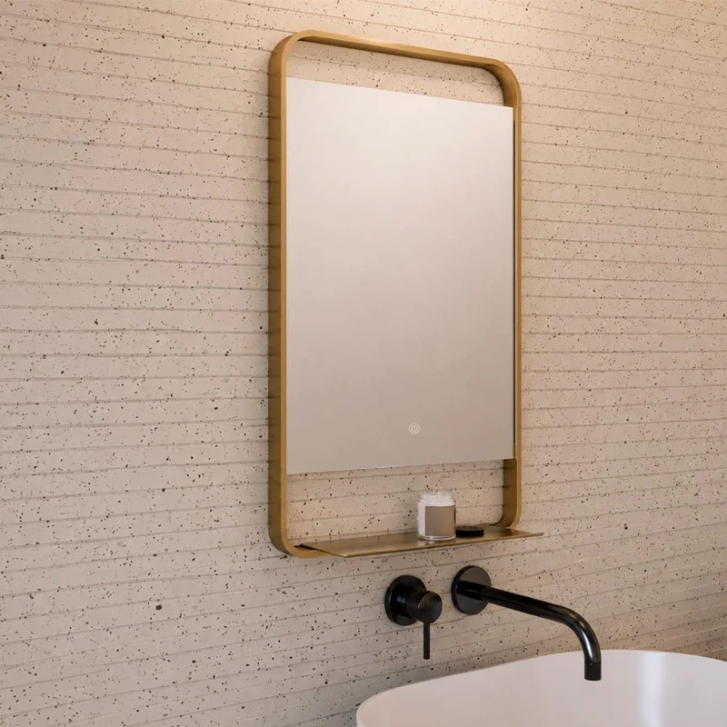 Espejo de baño con encimera acero inoxidable Nira