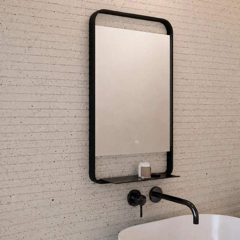 Espejo de baño con encimera acero inoxidable Nira
