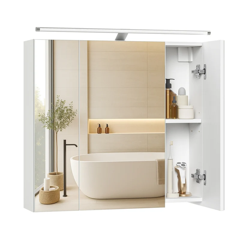 Armario de Baño de Pared con Espejo e Iluminación