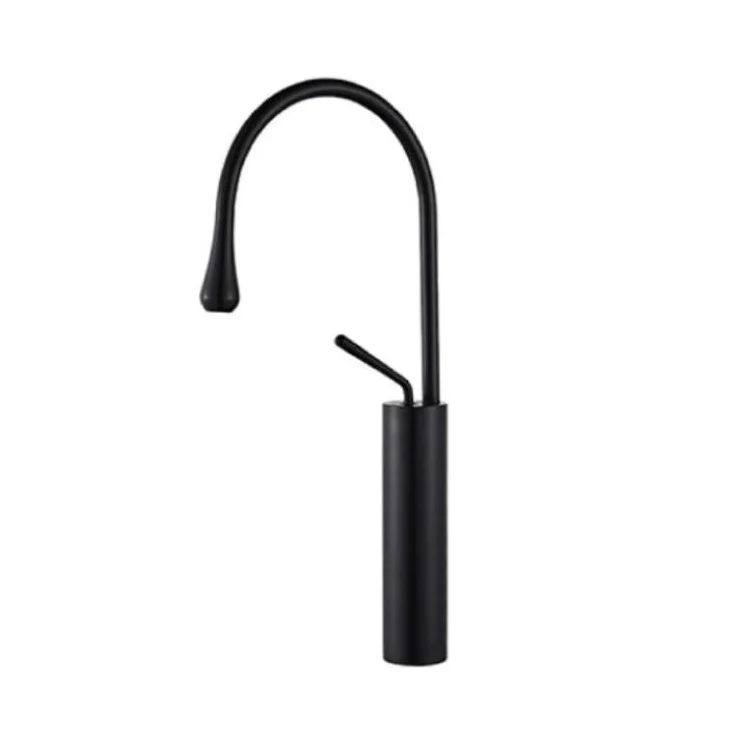 Grifo monomando lavabo alto giratorio CALGARY 48 negro mate