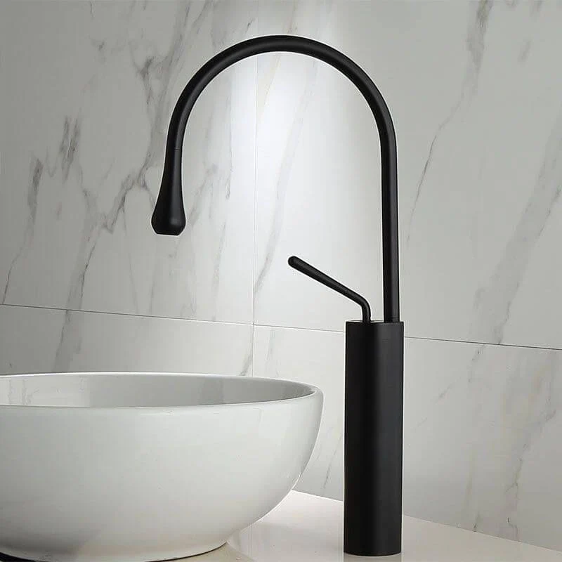 Grifo monomando lavabo alto giratorio CALGARY 48 negro mate