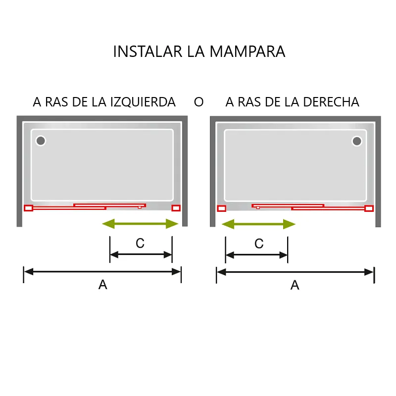 Mampara de ducha frontal + Puerta Corredera NICOLETA Cromado