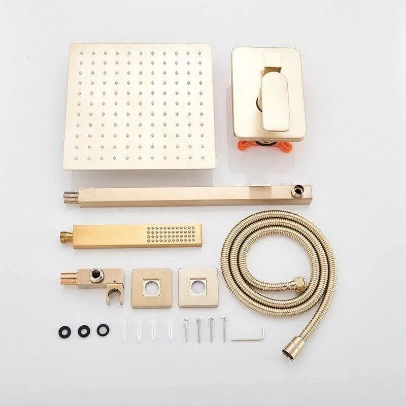 Conjunto de ducha empotrada monomando a pared TILSO oro cepillado
