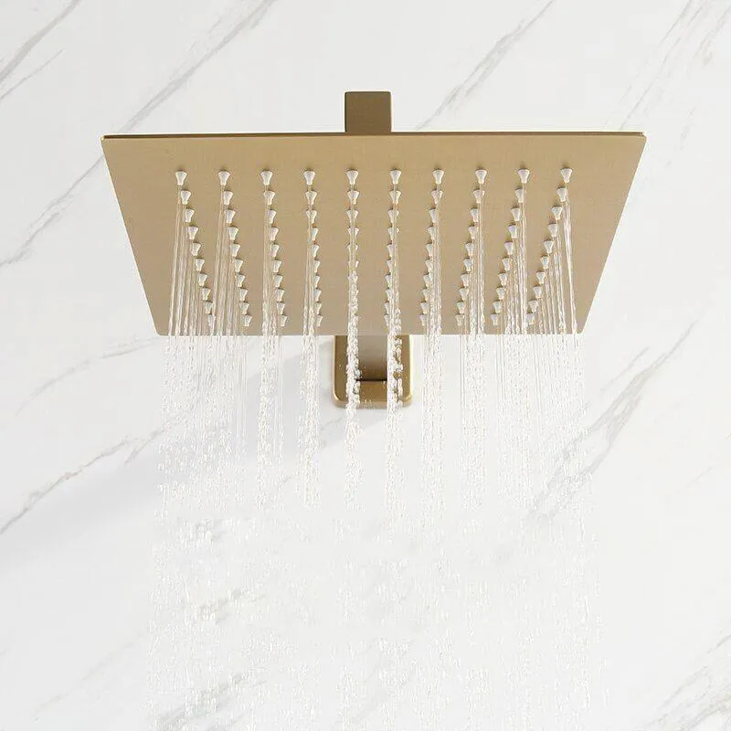 Conjunto de ducha empotrada monomando a pared TILSO oro cepillado