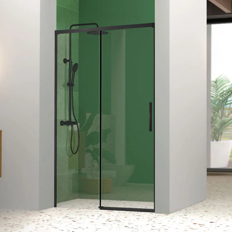 Mampara de ducha frontal + Puerta Corredera NICOLETA Negro