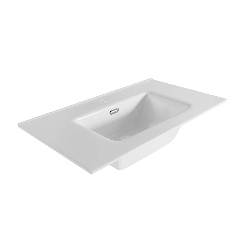 Lavabo sobre mueble blanco mate Shiba