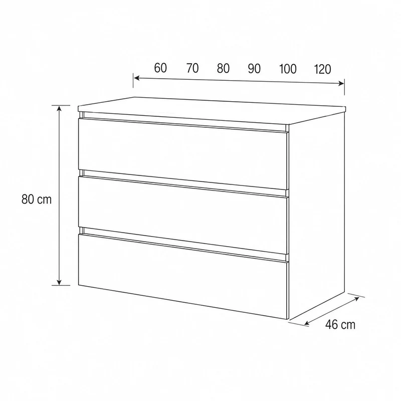 Mueble baño tres cajones Carmen