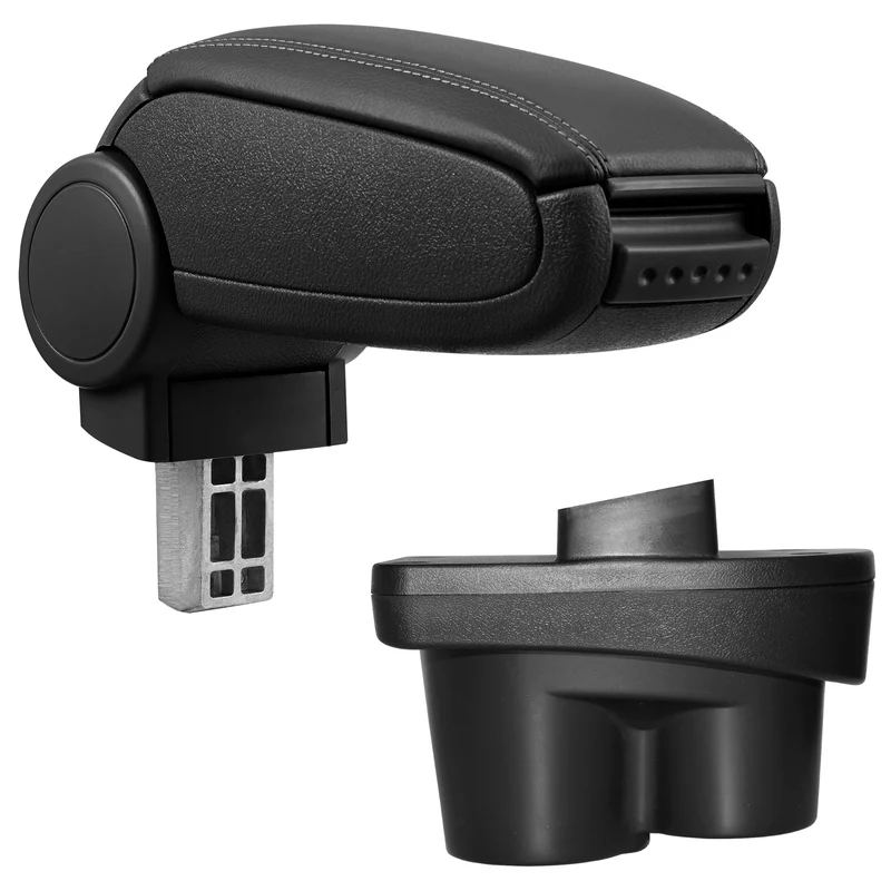 Reposabrazos central a medida para Opel Corsa E desde año 2014 - Apoyabrazos con compartimento de almacenamiento - acolchado - negro - gris [pro.tec]