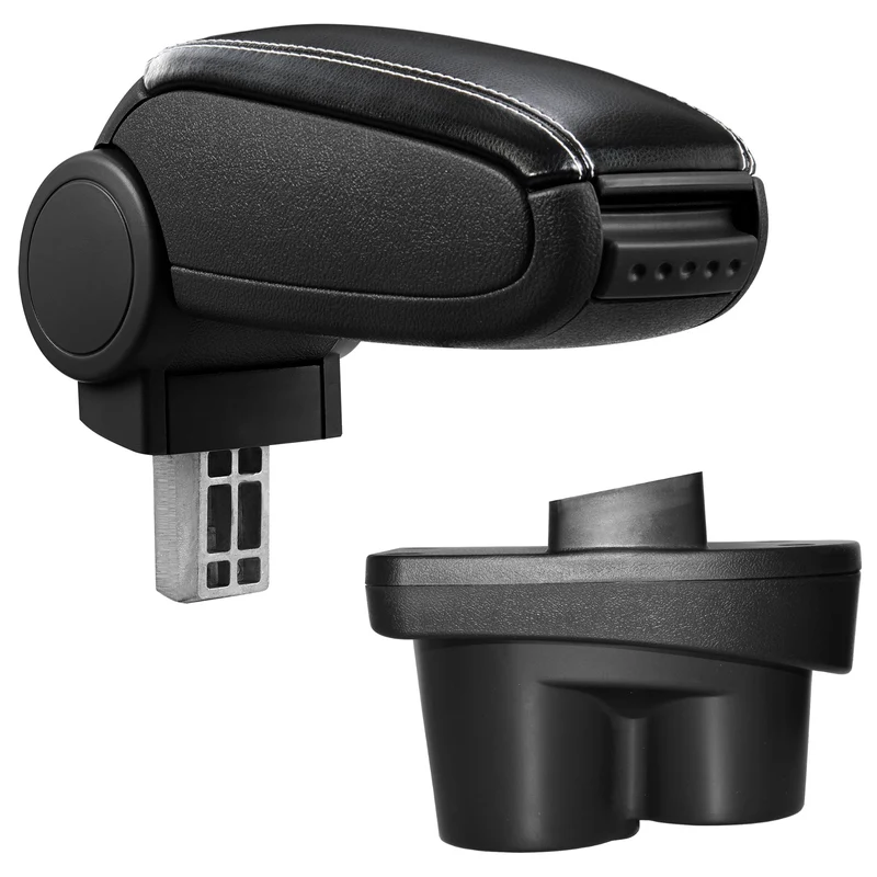 Reposabrazos central a medida para Opel Corsa E desde año 2014 - Apoyabrazos con compartimento de almacenamiento - acolchado - negro - gris [pro.tec]