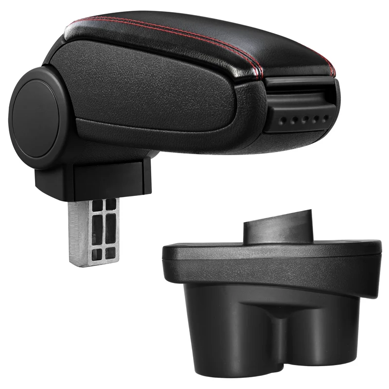 Reposabrazos central a medida para Opel Corsa E desde año 2014 - Apoyabrazos con compartimento de almacenamiento - acolchado - negro - gris [pro.tec]