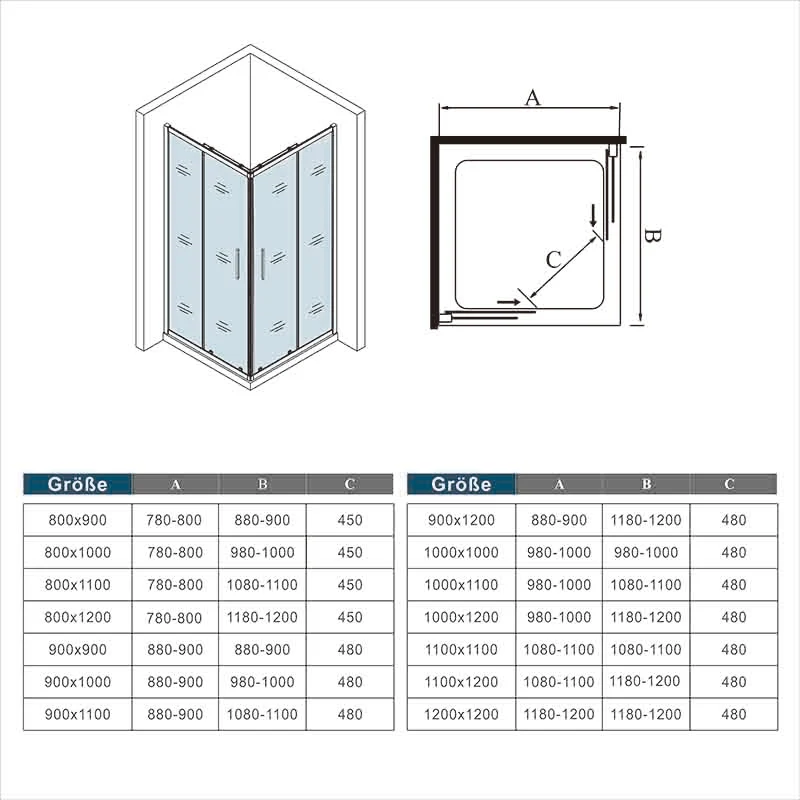 liquidacion Mampara de Ducha Angular cabina de ducha mampara de ducha cuadrada Puerta Corredera Cristal 5 MM perfilería gris mate + Plato de Ducha