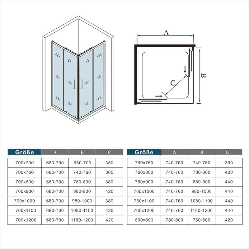 liquidacion Mampara de Ducha Angular cabina de ducha mampara de ducha cuadrada Puerta Corredera Cristal 5 MM perfilería gris mate + Plato de Ducha