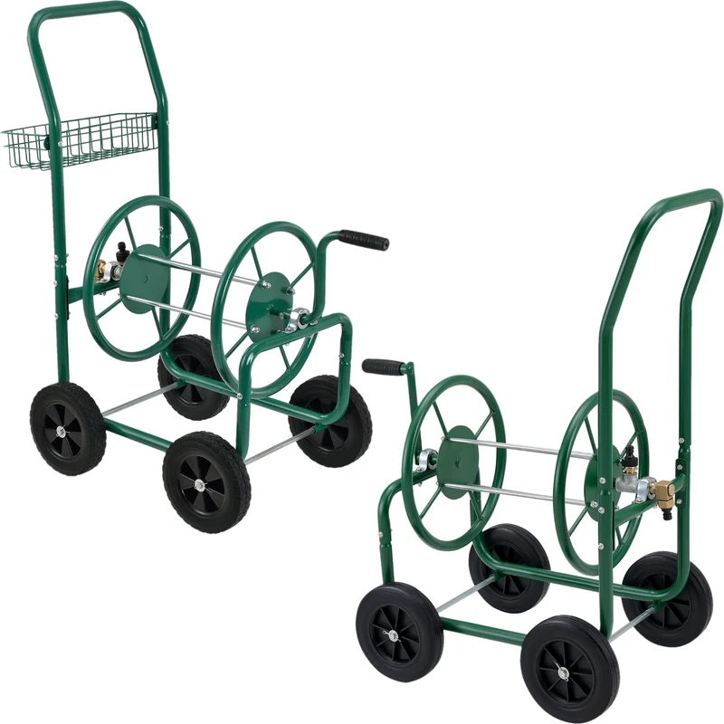 Carro metálico para manguera de 3/4' - hasta 60m de manguera - enrollador de tambor para manguera de jardín [pro.tec]