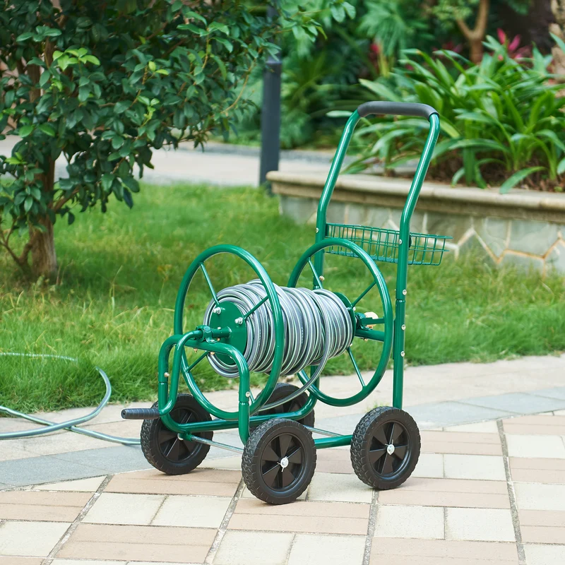 Carro metálico para manguera de 3/4' - hasta 60m de manguera - enrollador de tambor para manguera de jardín [pro.tec]