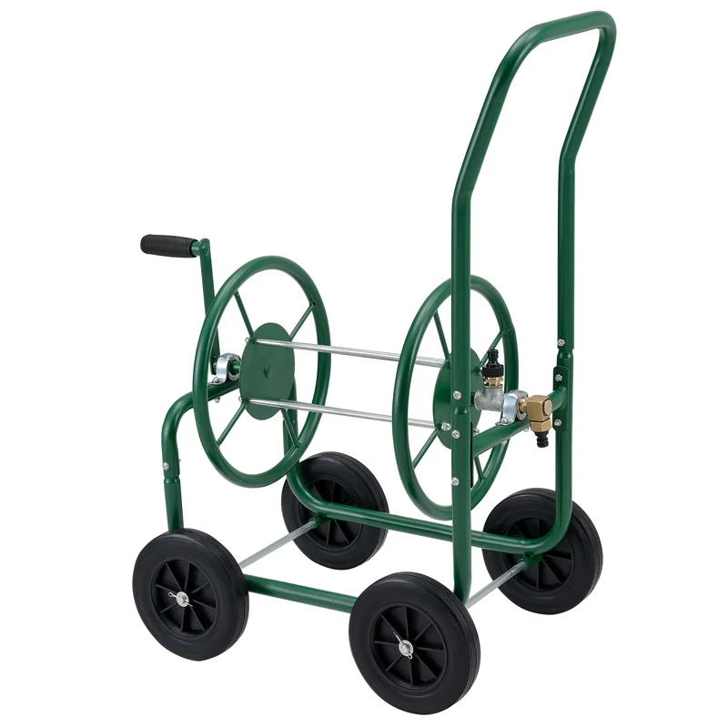 Carro metálico para manguera de 3/4' - hasta 60m de manguera - enrollador de tambor para manguera de jardín [pro.tec]