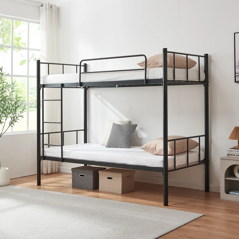 Litera de metal Berimma 90x200 cm Negro [en.casa]