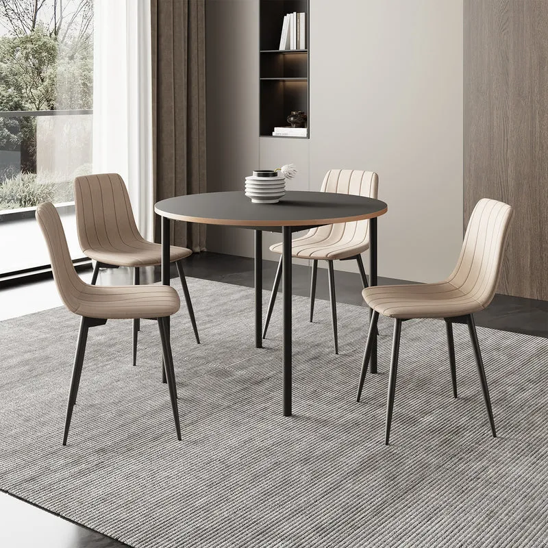 Grupo de comedor Lindesberg 5 piezas redondo Gris/ Marrón claro [en.casa]