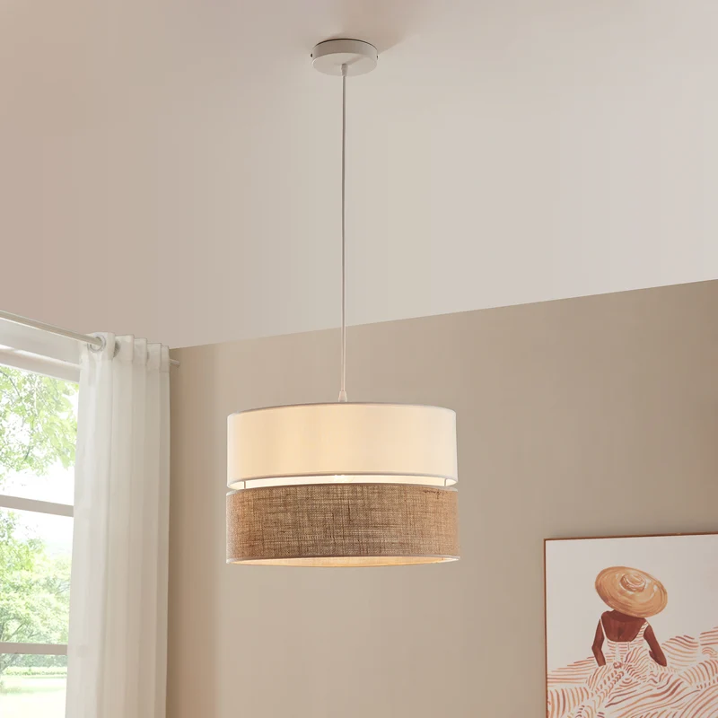 Lámpara colgante Barton Blanco/Aspecto lino [lux.pro]