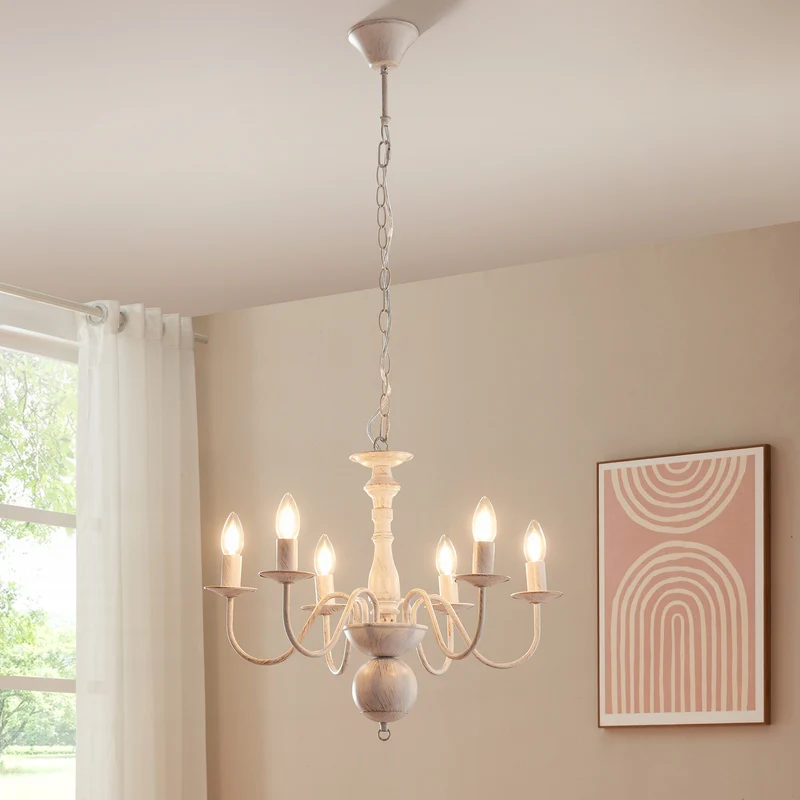 Lámpara de araña Berkeley Metal Vintage-Blanco [lux.pro]
