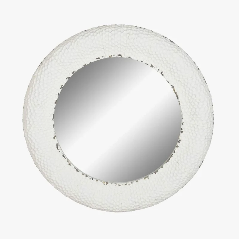 Espelho de Metal Branco Envelhecido D84 ZENA