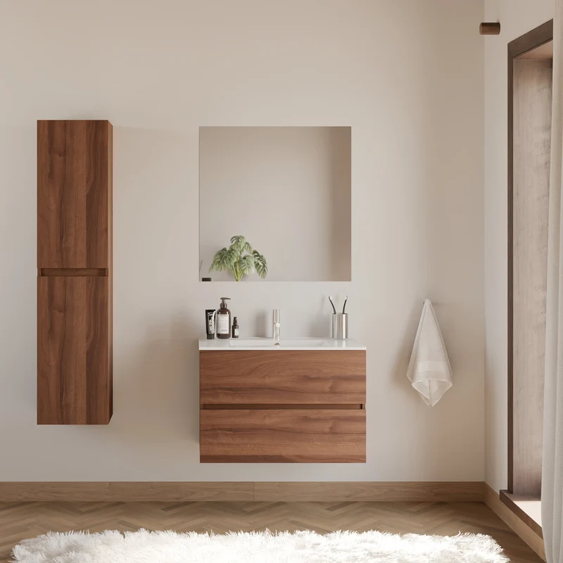 Meuble de salle de bain 70cm simple vasque - 2 tiroirs - IDA
