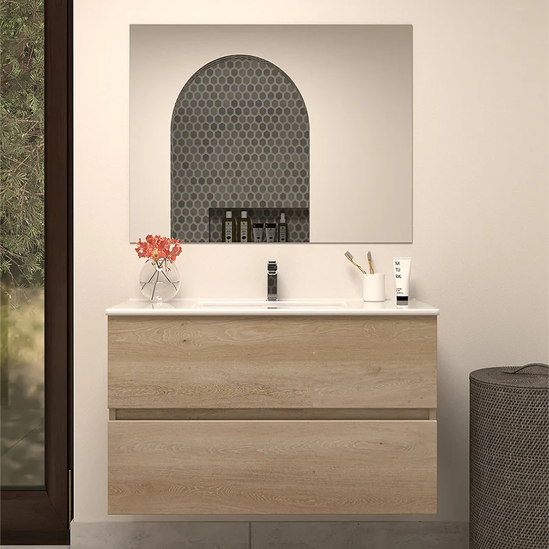 Meuble de salle de bain 70cm simple vasque - 2 tiroirs - IDA