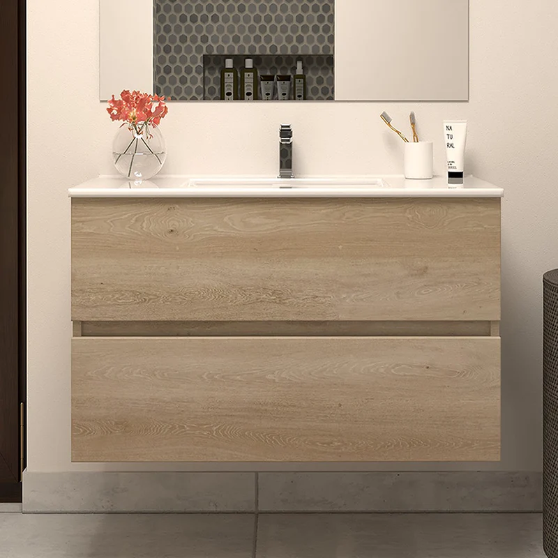 Meuble de salle de bain 70cm simple vasque - 2 tiroirs - IDA