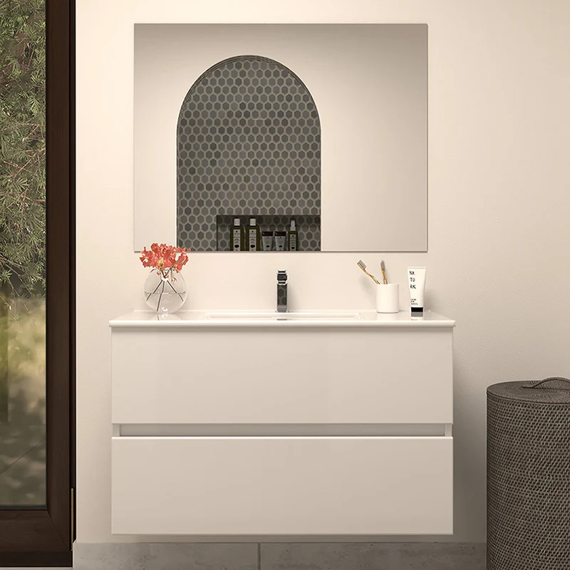 Meuble de salle de bain 70cm simple vasque - 2 tiroirs - IDA