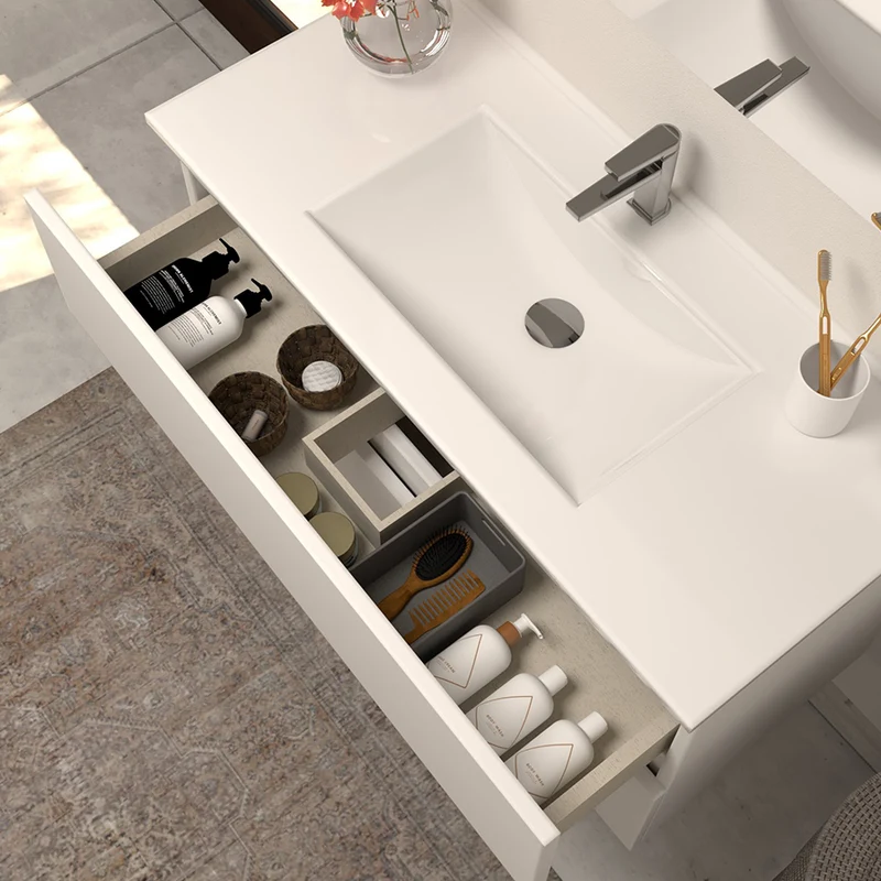 Meuble de salle de bain 70cm simple vasque - 2 tiroirs - IDA