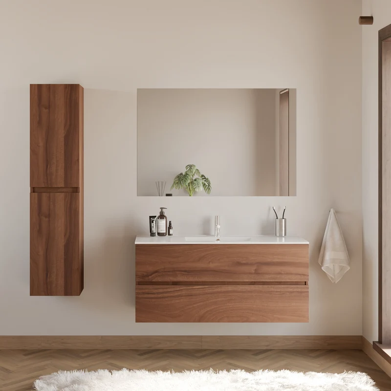 Meuble de salle de bain 120cm simple vasque - 2 tiroirs - IDA