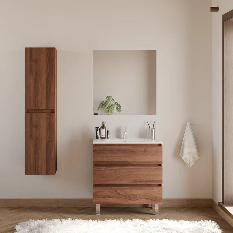 Meuble de salle de bain 80cm simple vasque - 3 tiroirs - MAYOR
