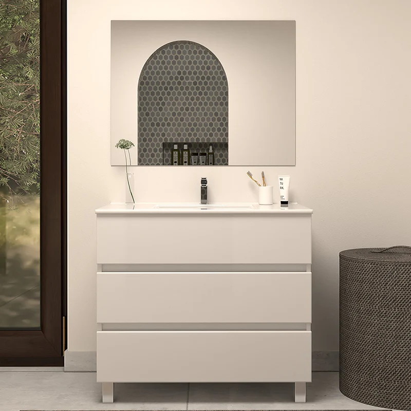 Meuble de salle de bain 80cm simple vasque - 3 tiroirs - MAYOR