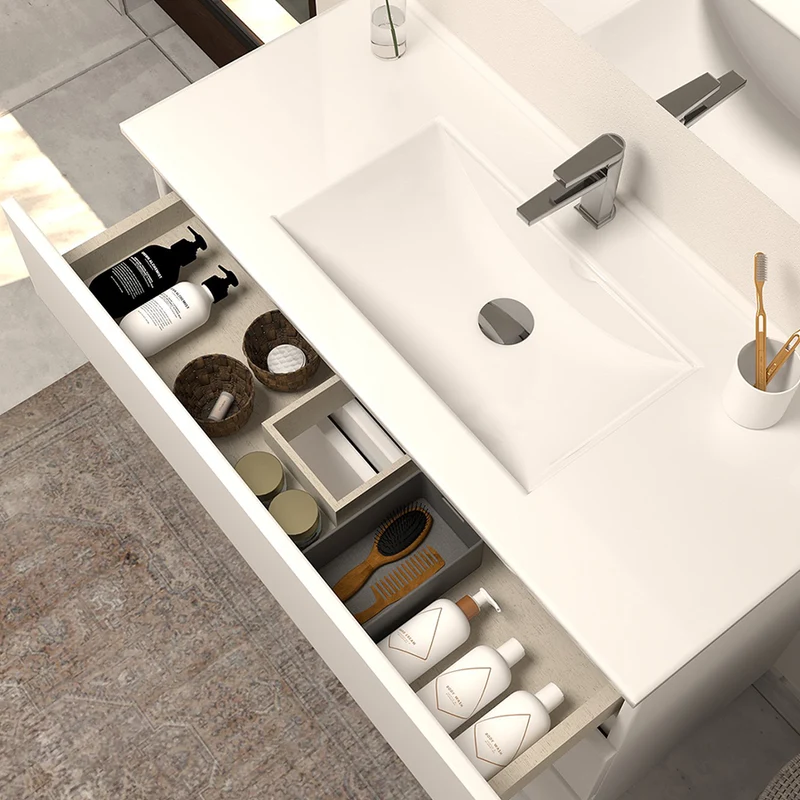 Meuble de salle de bain 80cm simple vasque - 3 tiroirs - MAYOR
