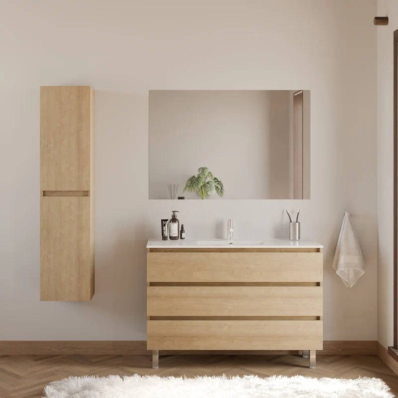Meuble de salle de bain 120cm simple vasque - 3 tiroirs - MAYOR