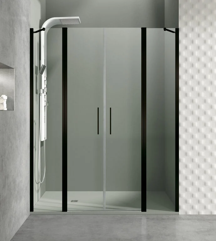Mampara frontal fijo + 2 puertas abatibles + fijo OPEN
