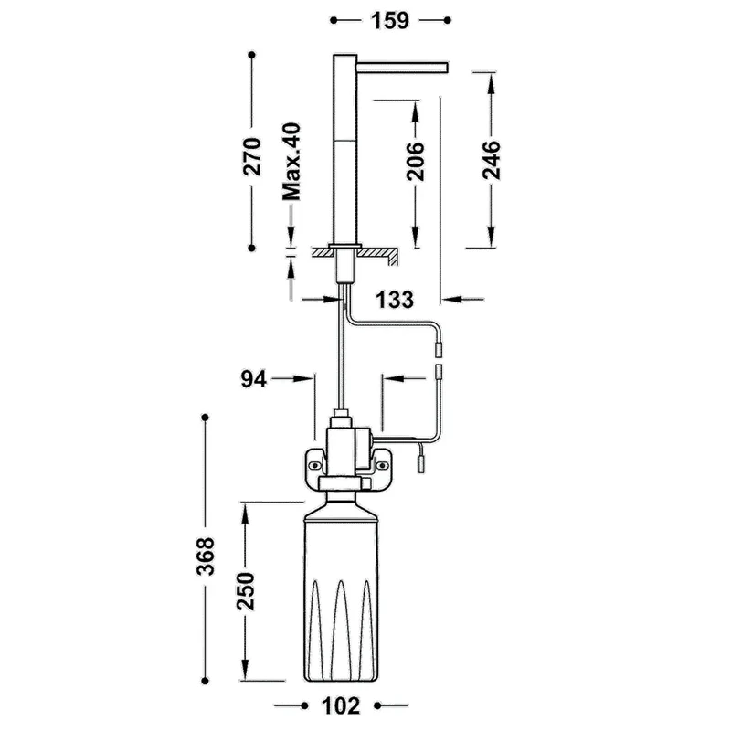Dispensador de jabón con sensor infrarrojo y acabado cromado de tamaño compacto Tempo Basic TRES