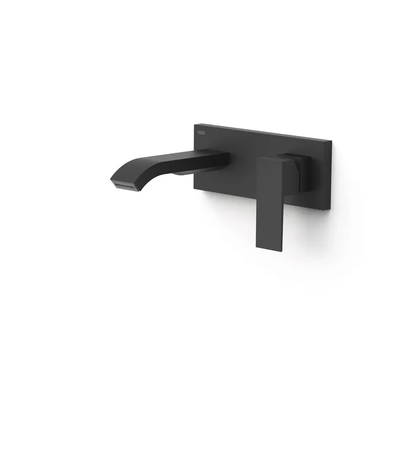 Grifo monomando empotrado para lavabo con caño negro mate Cuadro Tres