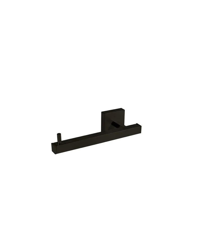 Portarrollos sin tapa, bordes cuadrados, acabado negro bronce Tres
