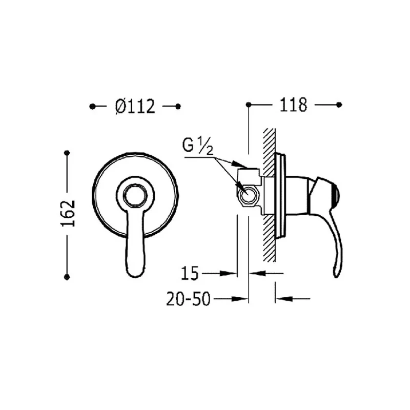 Grifo monomando para ducha con cuerpo empotrado incluido acabado dorado Tres Clasic Tres