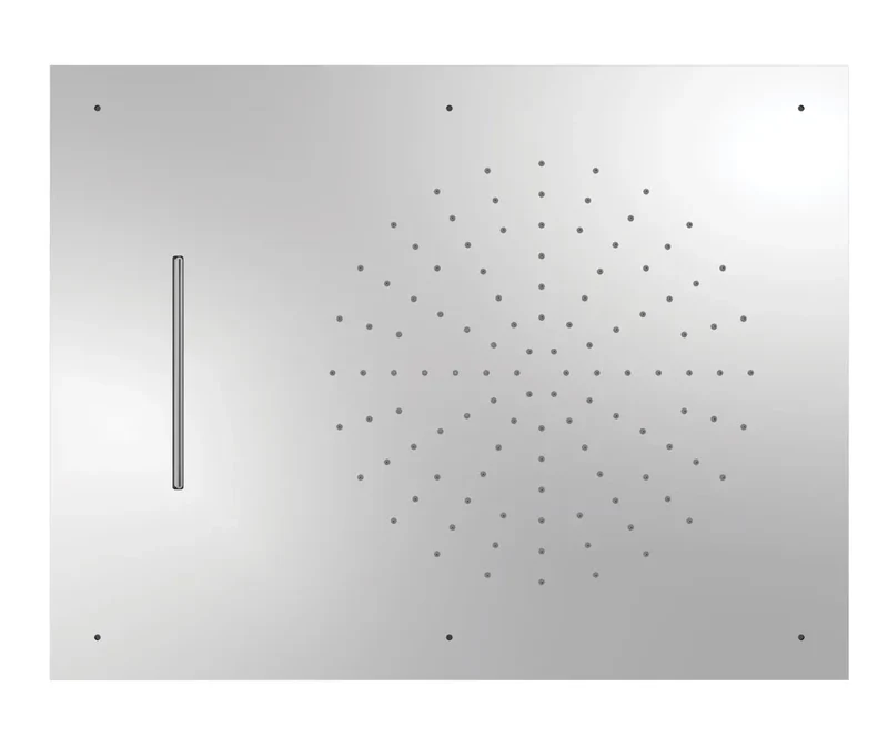 Rociador de ducha empotrable para techo rectangular de acero inoxidable con acabado cromado TRES