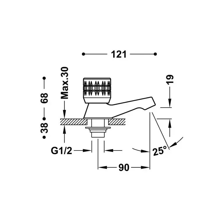 TRES 123100F Grifo monomando para lavabo de un agua fabricado de latón con acabado cromado Basic
