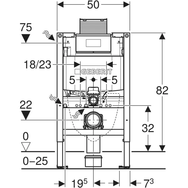 Bastidor Geberit Duofix 82 cm para inodoro suspendido con cisterna empotrada Omega 12 cm