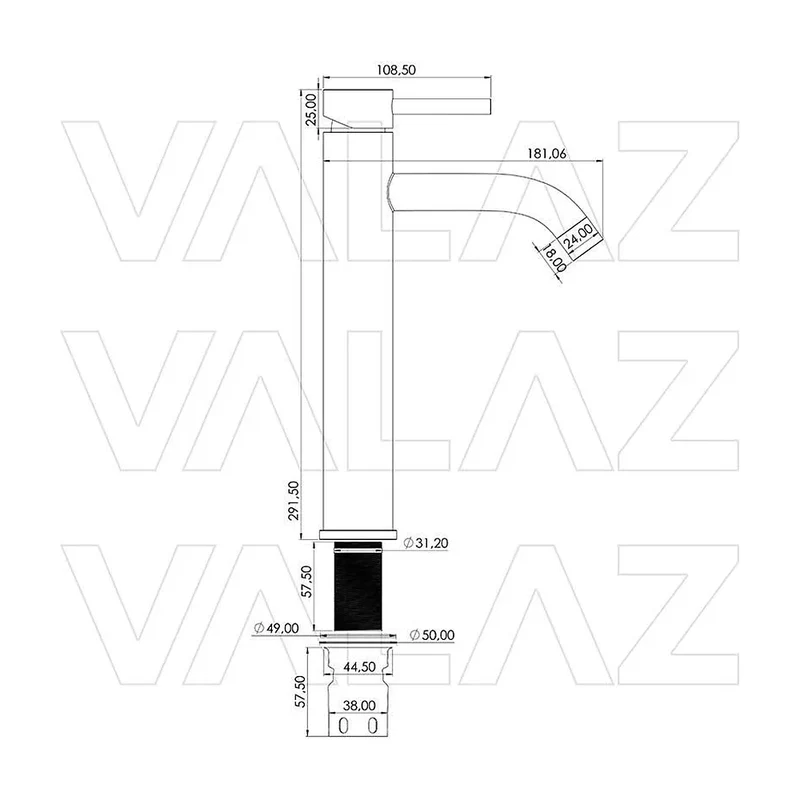 Grifo de lavabo alto para pica monomando en cromado Jabalón de Valaz