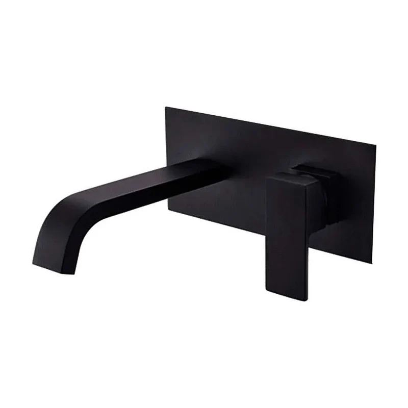 Grifo de lavabo empotrado cuadrado con caño curvo de 21 cm en negro mate Niagara de Valaz