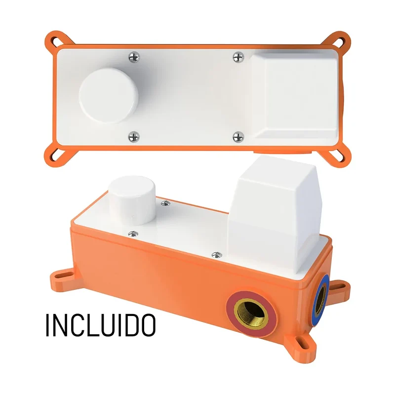 Grifo de lavabo empotrado cuadrado con caño curvo de 21 cm en negro mate Niagara de Valaz