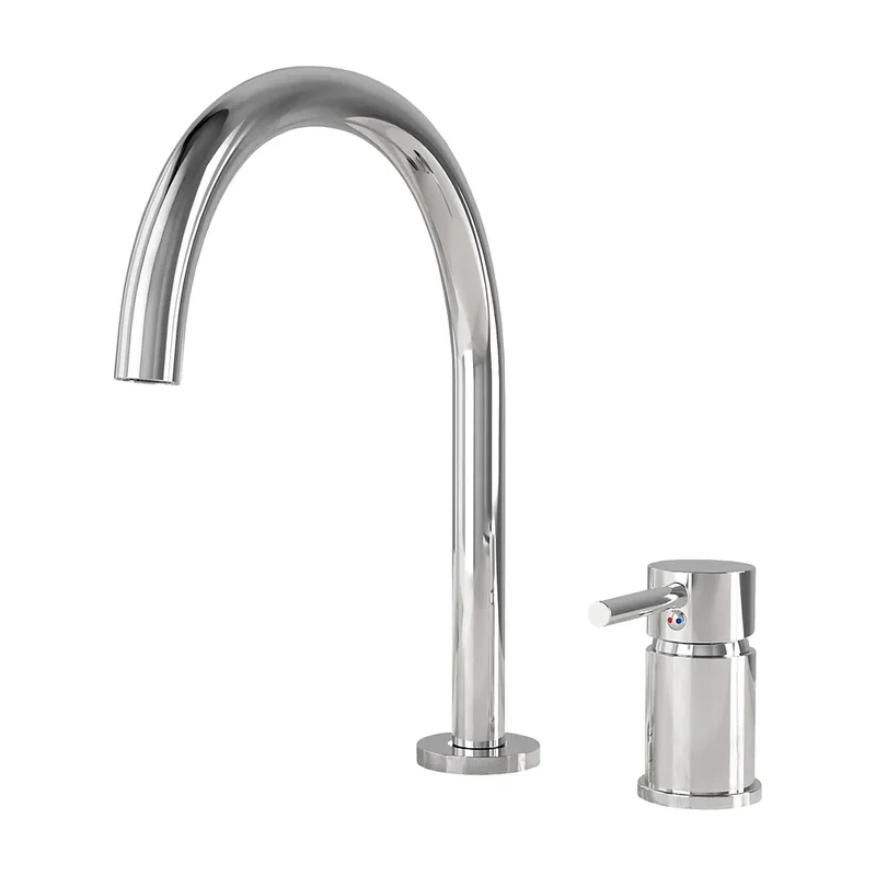 Grifo de lavabo encastrado monomando con cuello de cisne en cromado Aragón de Valaz