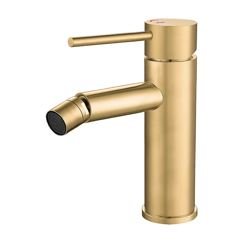 Grifo de bidé monomando caño recto oro mate protección PVD apertura en agua fría Nansa de Valaz