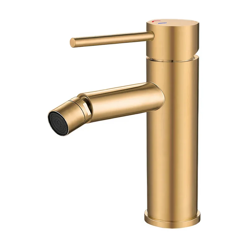 Grifo de bidé monomando redondo oro mate protección PVD apertura fría Ason de Valaz