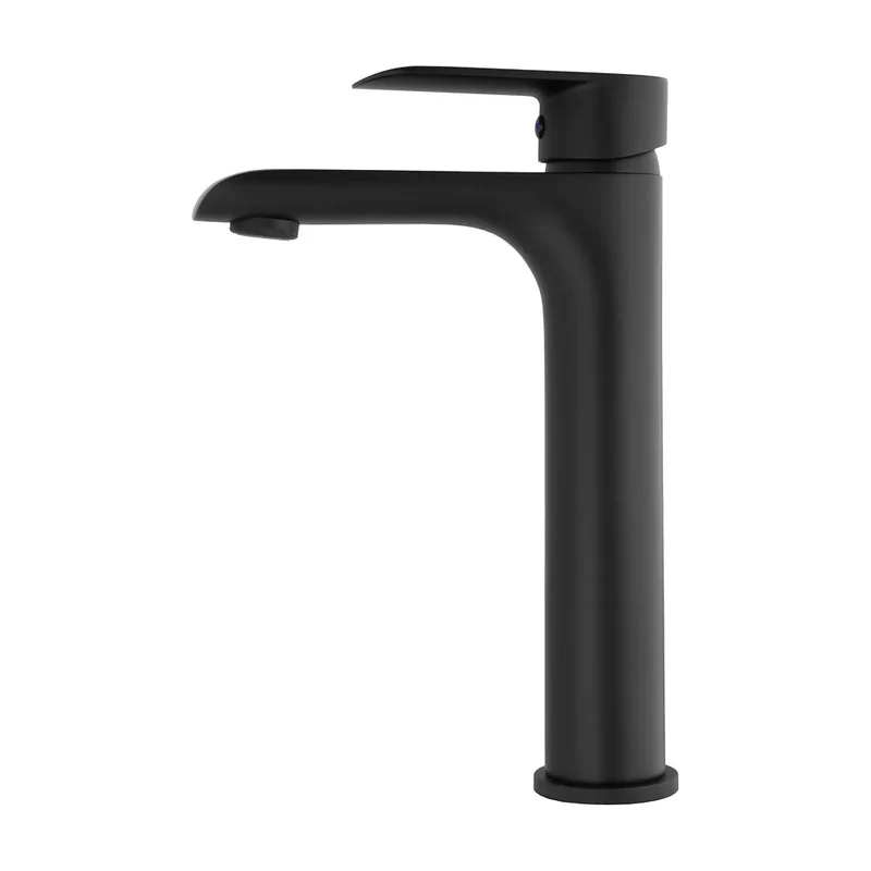 Grifo de lavabo alto para pica monomando redondo en negro mate Turia de Valaz